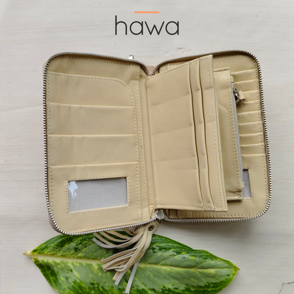 Harmony Bohemian Stone Zip Round Wallet - Natural