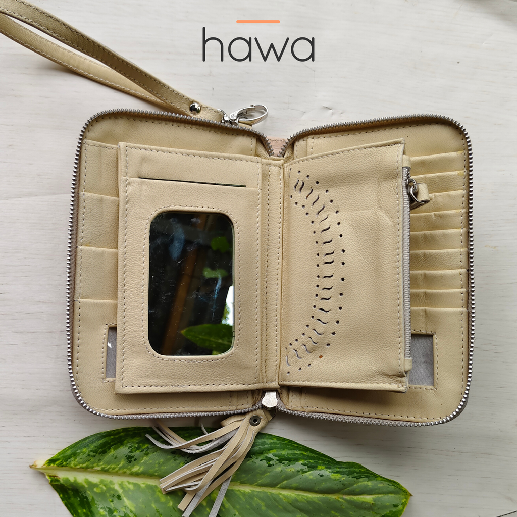 Harmony Bohemian Stone Zip Round Wallet - Natural