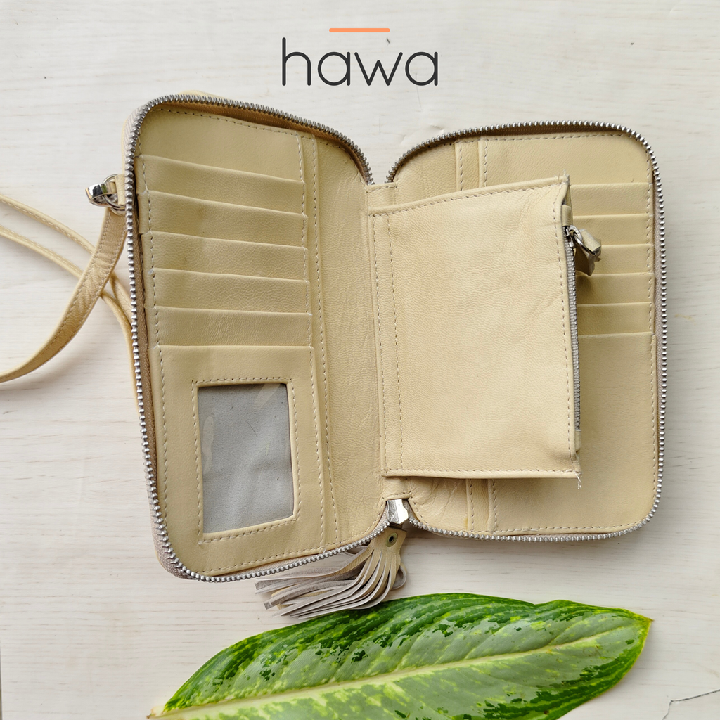 Festival Boho Stone Zip Round Wallet - Natural
