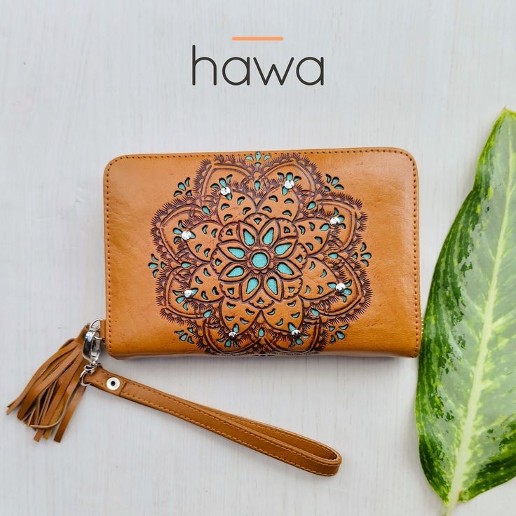 Summer Bohemian Zip Round Wallet - Vintage Tan