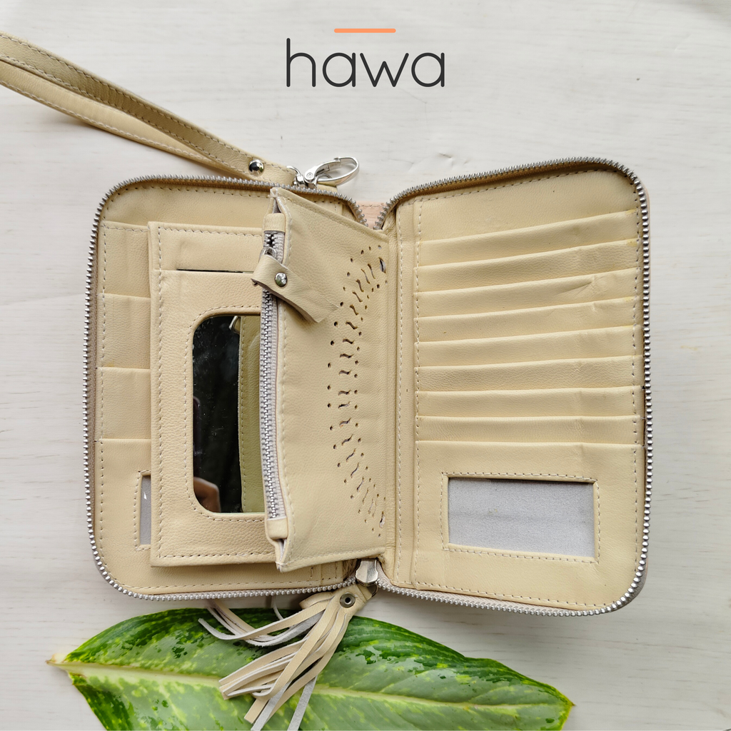 Harmony Bohemian Stone Zip Round Wallet - Natural
