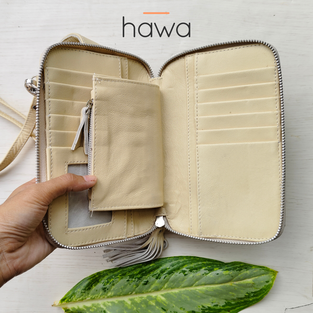 Festival Boho Stone Zip Round Wallet - Natural