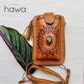 Festival Boho Stone Zip Round Wallet - Vintage Tan