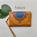 Cheer Bohemian Indigo Hand-Tooled Leather Clip Wallet - Vintage Tan